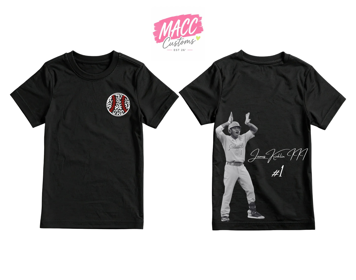 Custom Baseball Signature Photo Tee