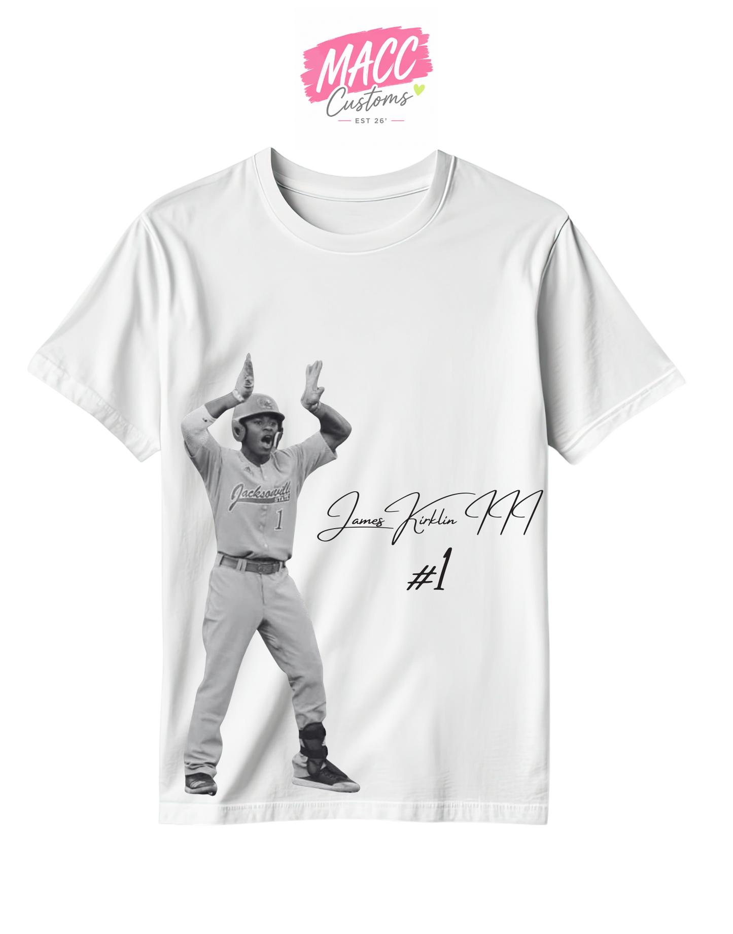Custom Baseball Signature Photo Tee